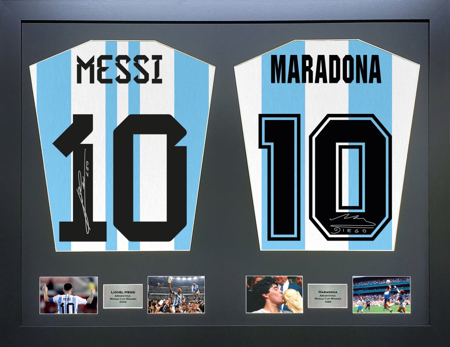 Messi and Maradona Argentina signed Shirt Frame – The Frame Lab