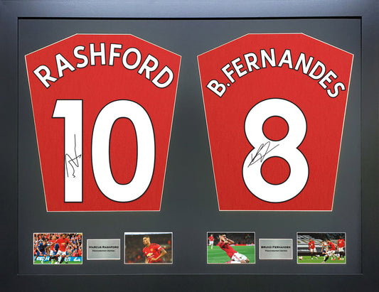 Rashford and Fernandes United Machine signed Shirt Frame