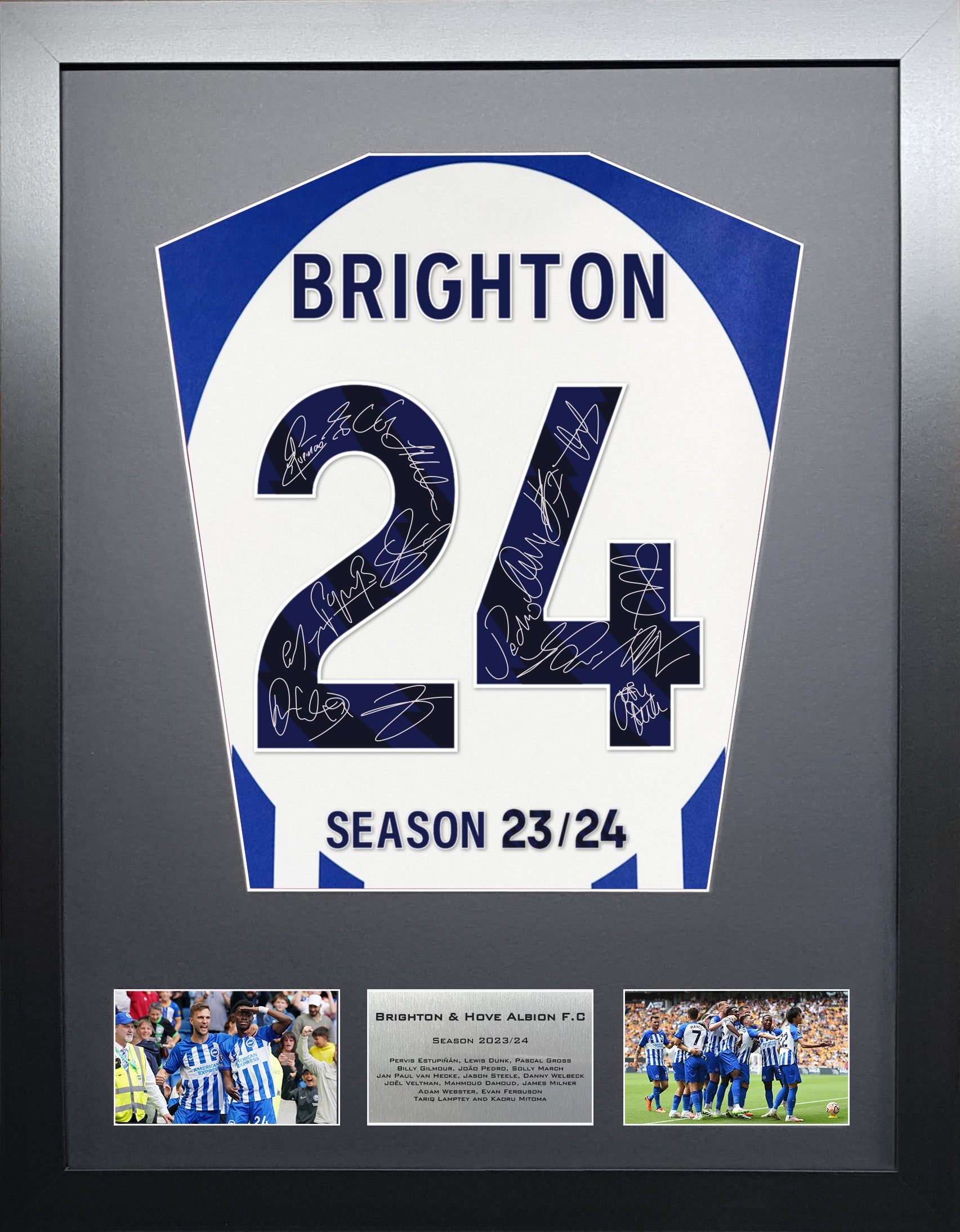 Brighton & Hove Albion 2024 Season Team Signed Shirt Frame
