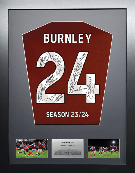 Burnley 2024 Season Team Signed Shirt Frame