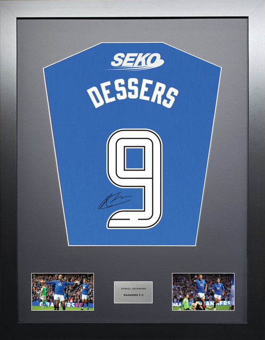 Cyriel Dessers Rangers signed shirt display 2024 season