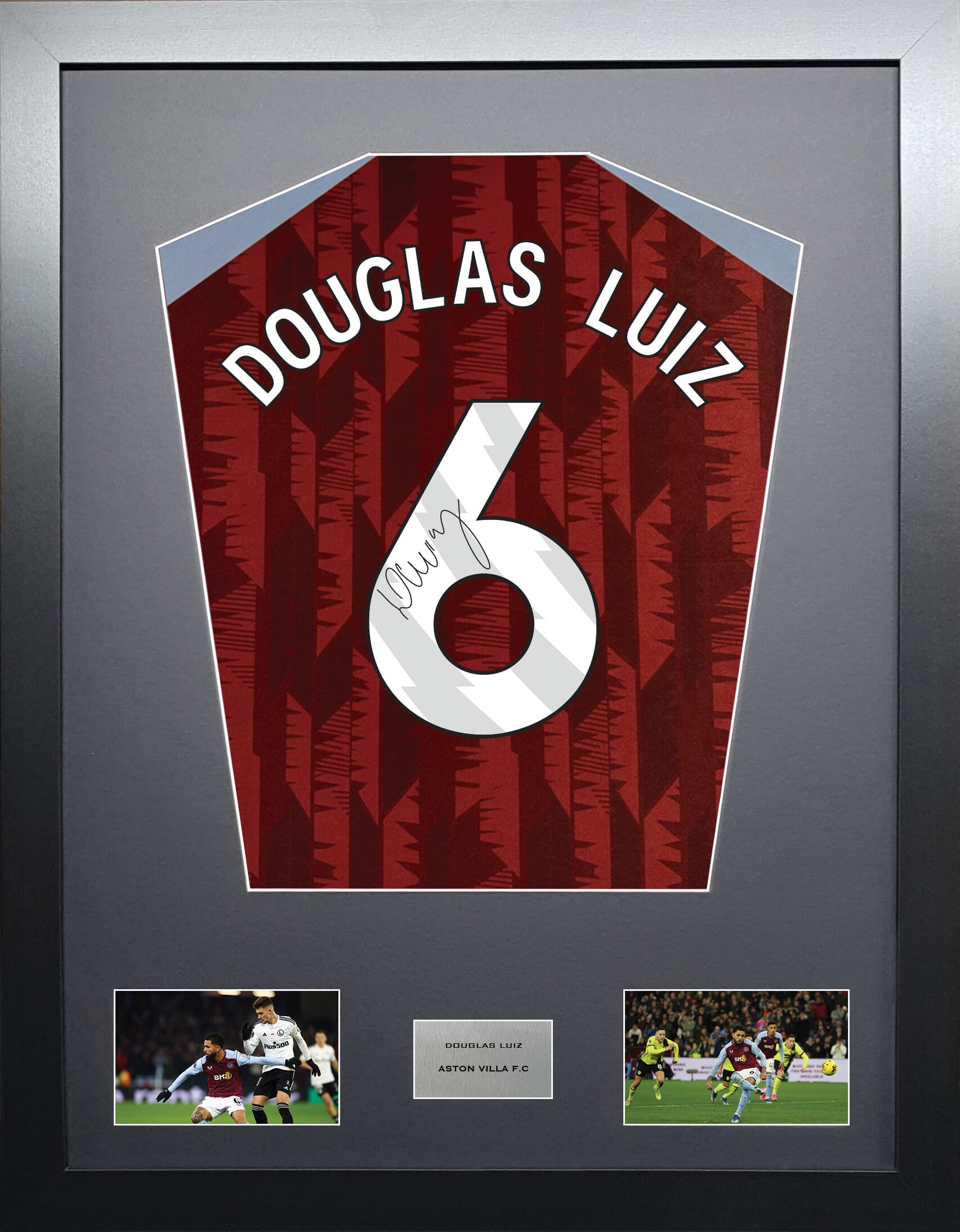 Douglas Luiz Aston Villa signed shirt display 2024 season – The Frame Lab