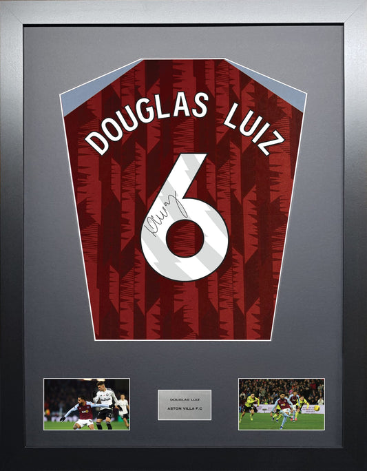Douglas Luiz Aston Villa signed shirt display 2024 season