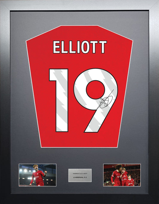 Harvey Elliott Liverpool signed shirt display 2024 season