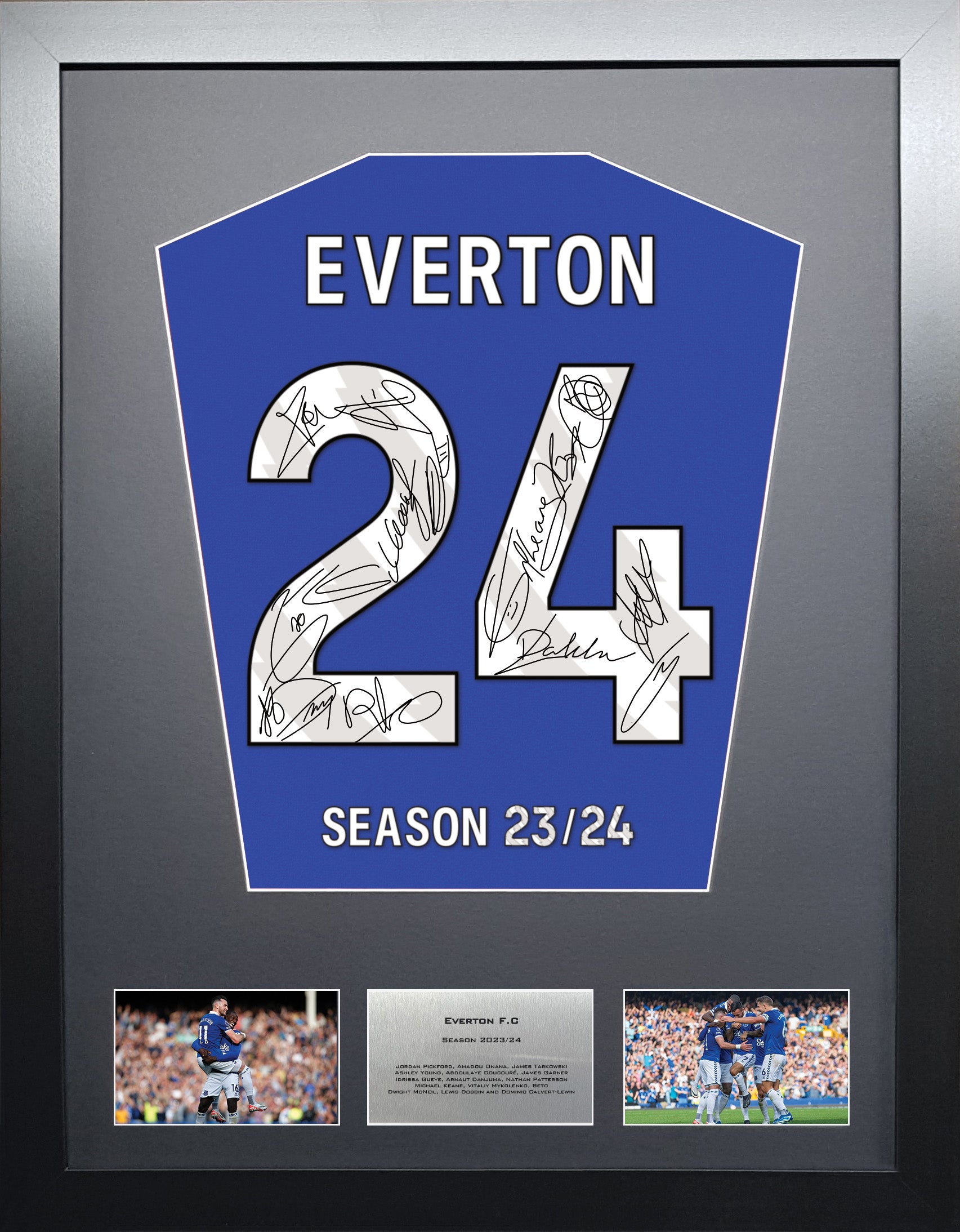 Everton 2024 Season Team Signed Shirt Frame The Frame Lab   Everton2024 