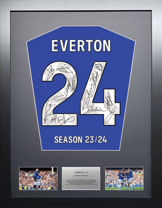 Everton 2024 Season Team Signed Shirt Frame
