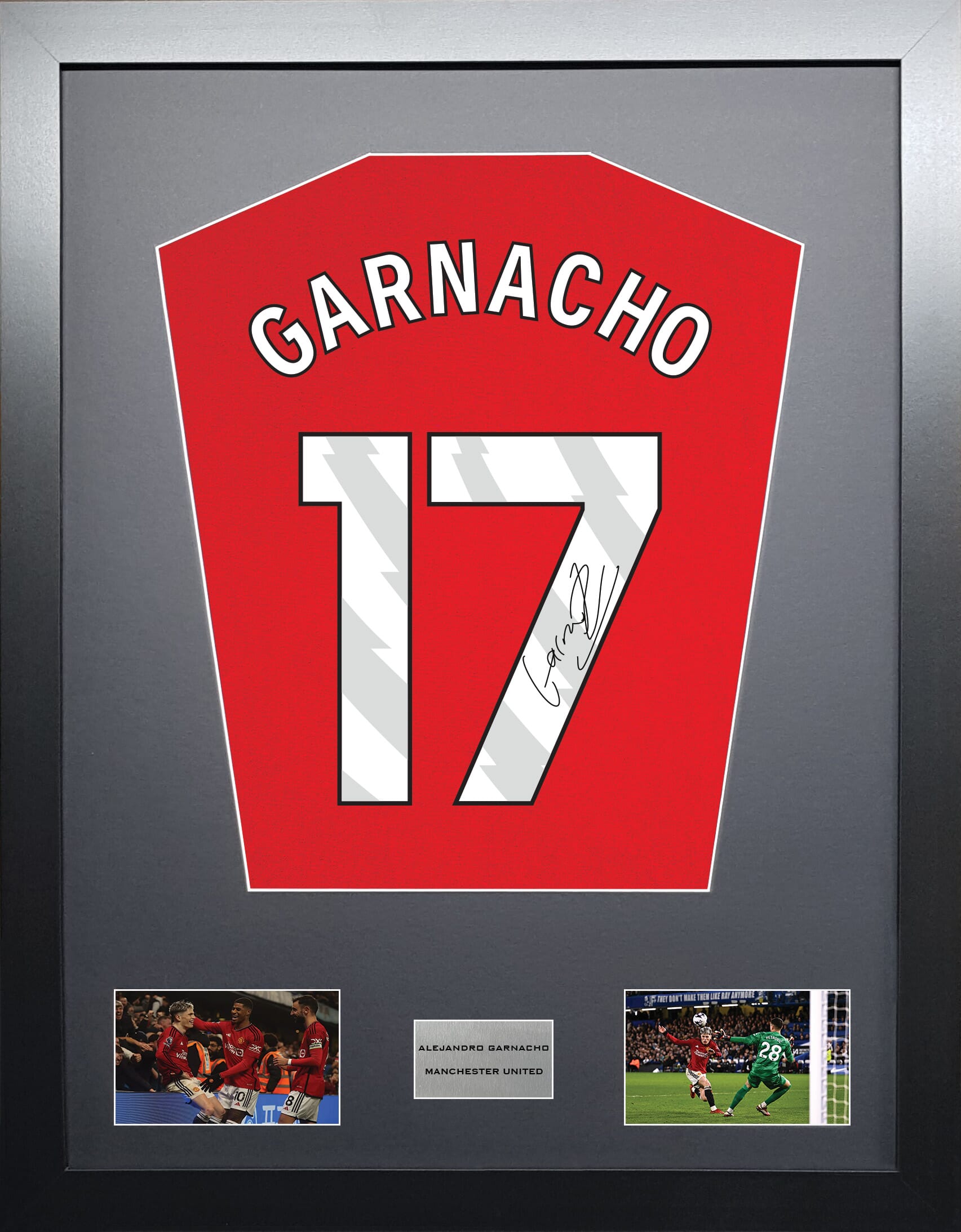 Alejandro Garnacho Manchester United signed shirt display 2024 season