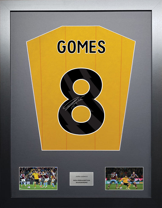 Joao Gomes Wolverhampton Wanderers signed shirt display 2024 season