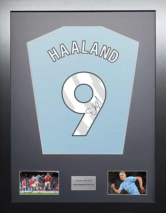 Erling Haaland Manchester City signed shirt display 2024 season