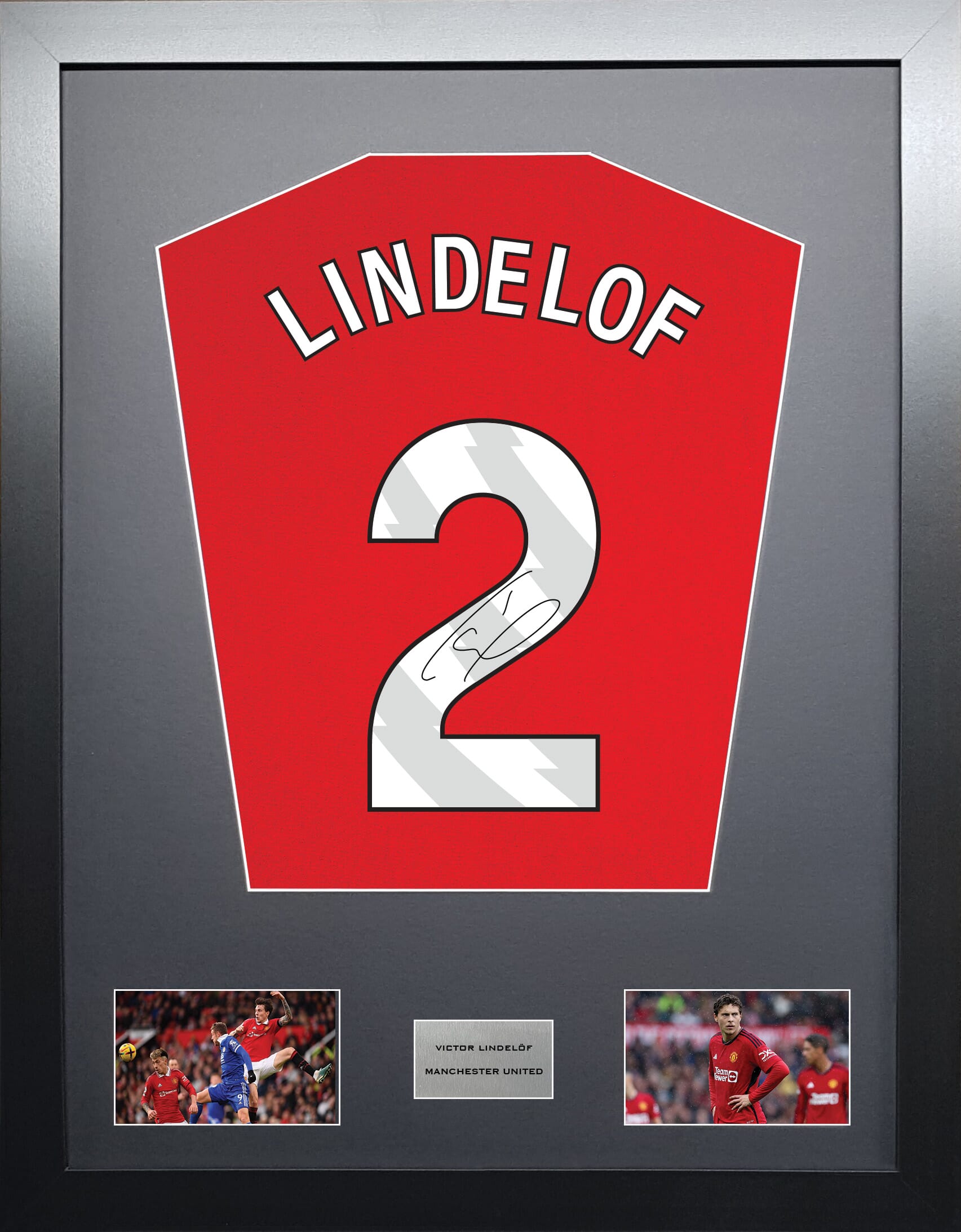 Victor Lindelof Manchester United signed shirt display 2024 season