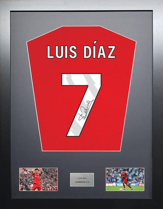 Luis Diaz Liverpool signed shirt display 2024 season