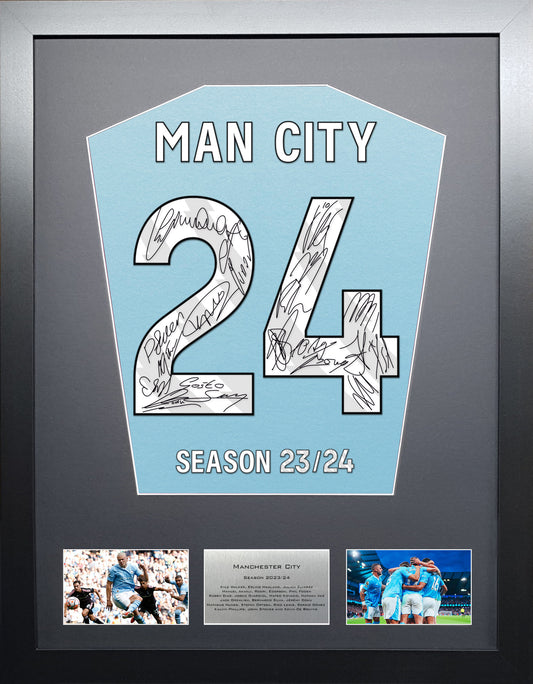 Manchester City 2024 Season Team Signed Shirt Frame