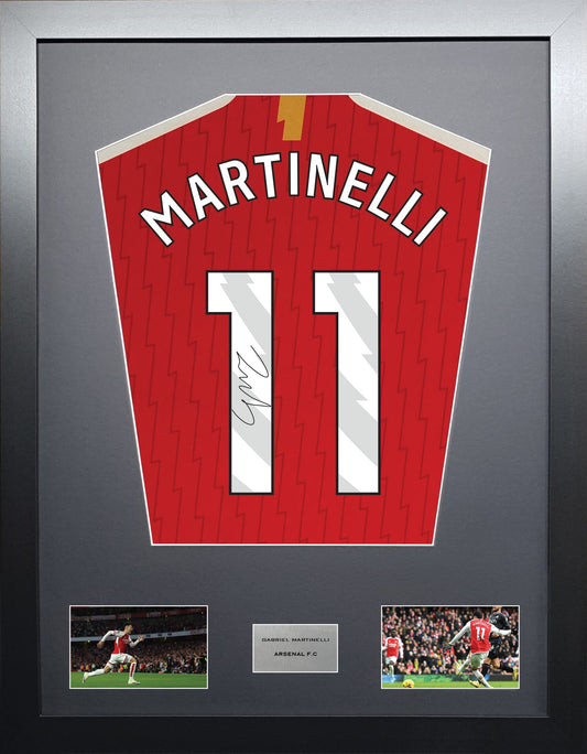 Gabriel Martinelli Arsenal signed shirt display 2024 season
