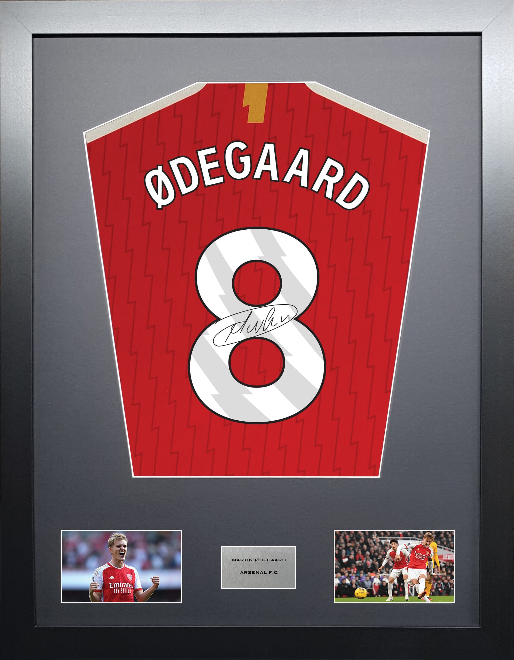 Martin Odegaard Arsenal signed shirt display 2024 season
