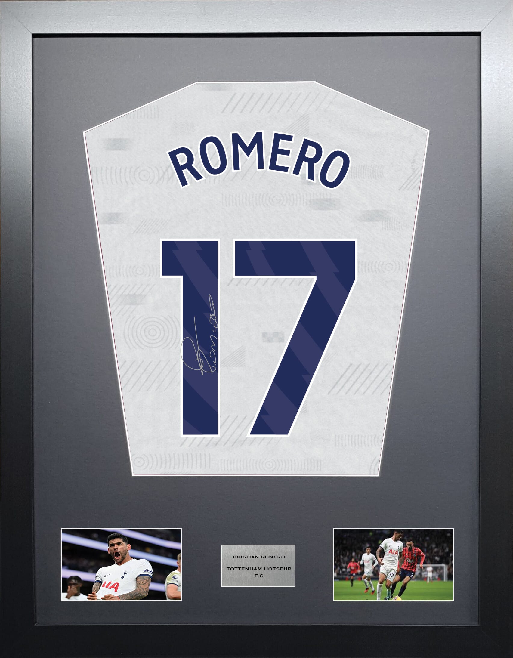 Cristian Romero Tottenham Hotspur signed shirt display 2024 season