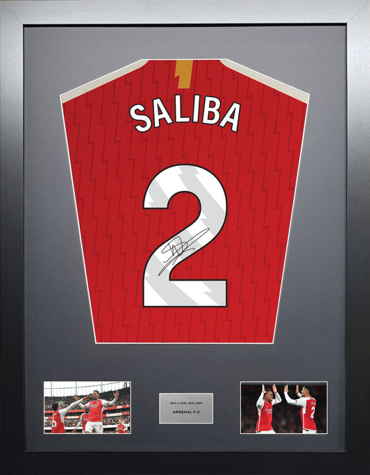 William Saliba Arsenal signed shirt display 2024 season
