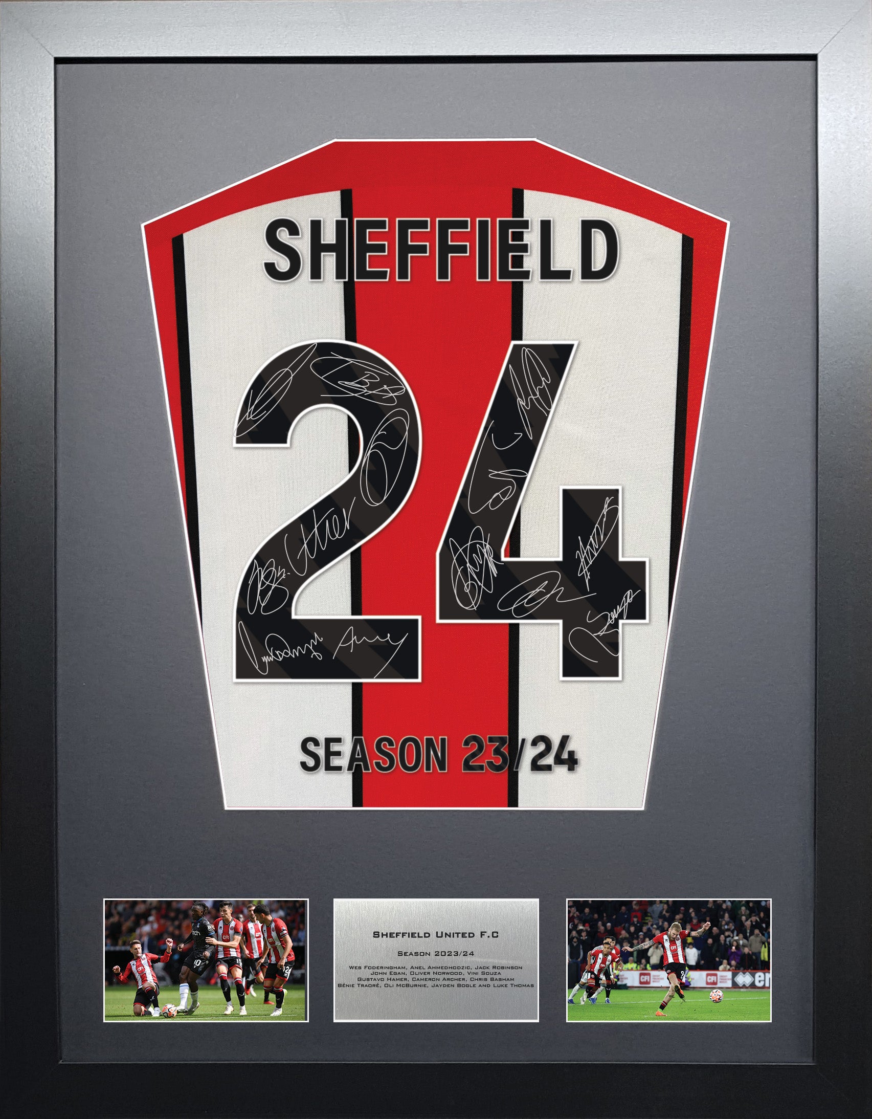 Sheffield United 2024 Season Team Signed Shirt Frame The Frame Lab   Sheffield2024 