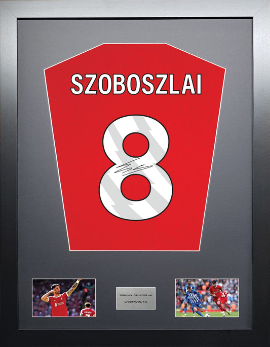 Dominik Szoboszlai Liverpool signed shirt display 2024 season