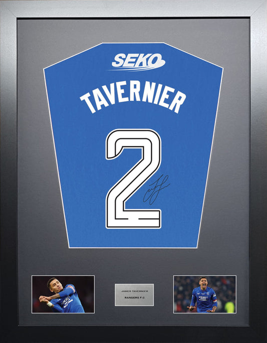 James Tavernier Rangers signed shirt display 2024 season