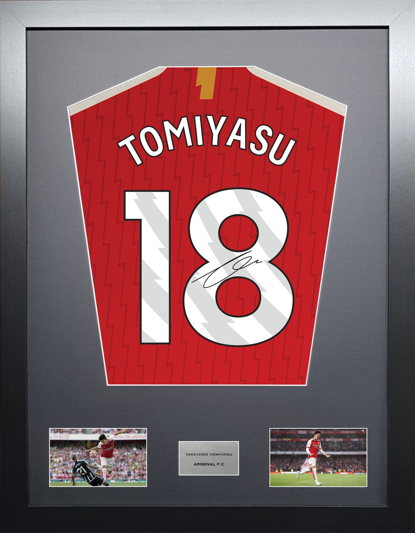 Takehiro Tomiyasu Arsenal signed shirt display 2024 season