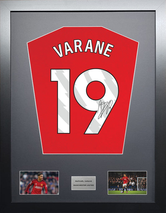 Raphael Varane Manchester United signed shirt display 2024 season