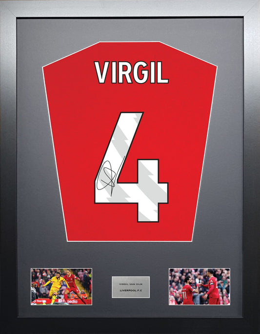 Virgil van Dijk Liverpool signed shirt display 2024 season