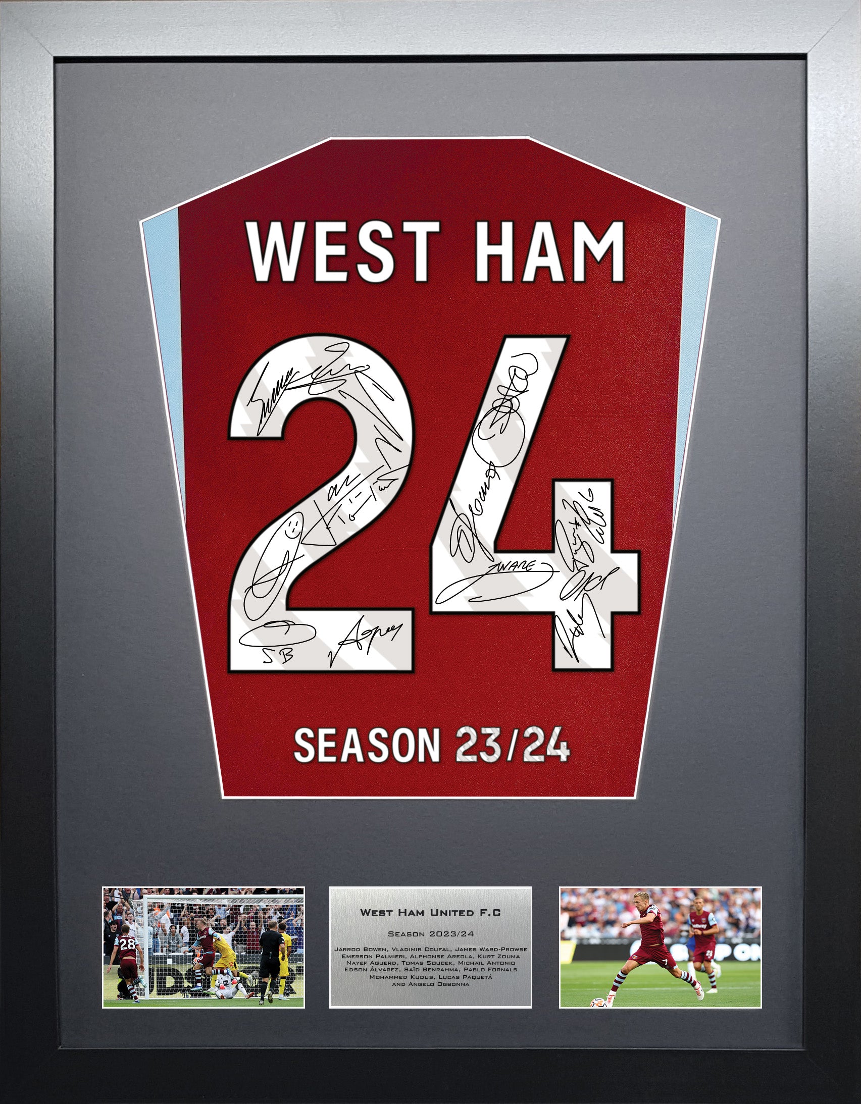 West Ham United 2024 Season Team Signed Shirt Frame
