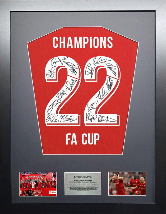 Liverpool FA Cup Champions 2022 Team signed shirt Frame