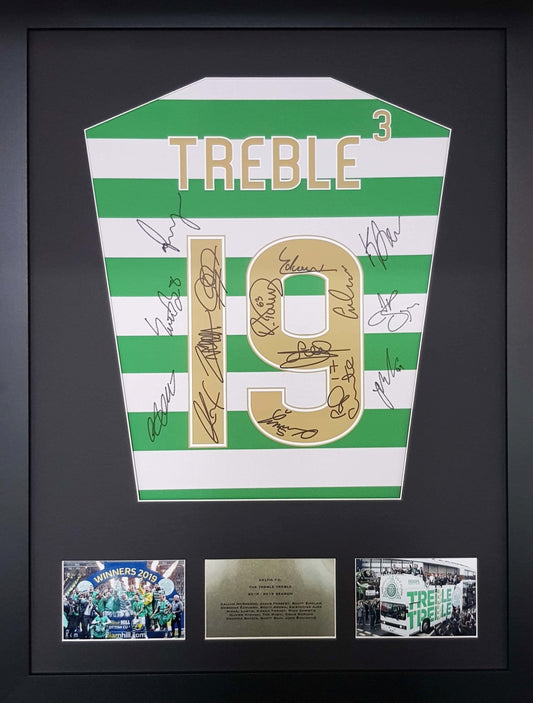 Celtic Treble Treble Team signed shirt Frame