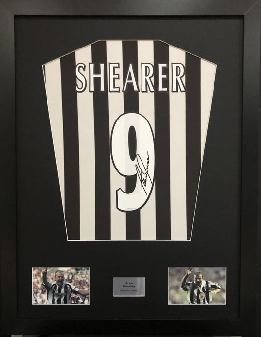 Alan Shearer Newcastle United signed Shirt Frame