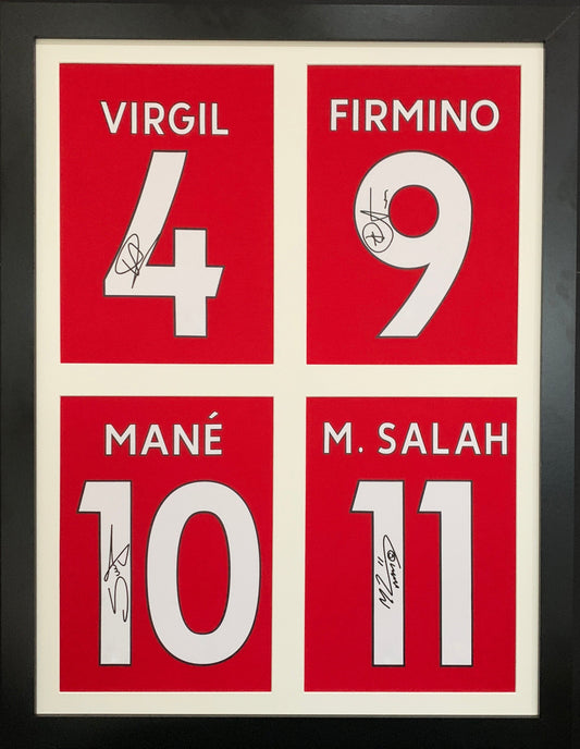 Salah, Firmino, Mane and Virgil Liverpool signed Shirt Frame