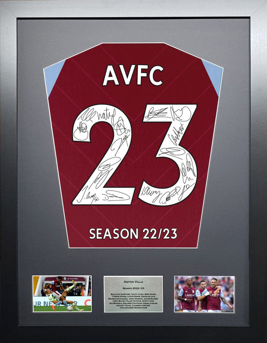 Aston Villa 2023 Season Team signed Shirt Frame