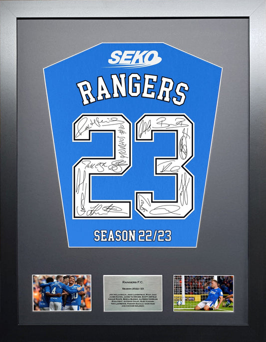 Rangers 2023 Season Team signed shirt Frame