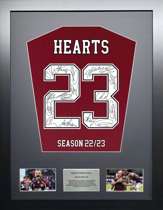 Hearts 2023 Season Team signed shirt Frame