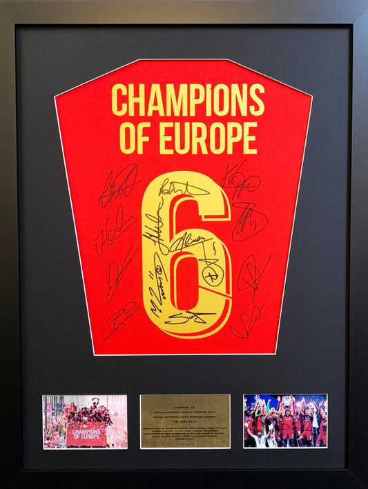 Liverpool Team signed Shirt Champions League Frame