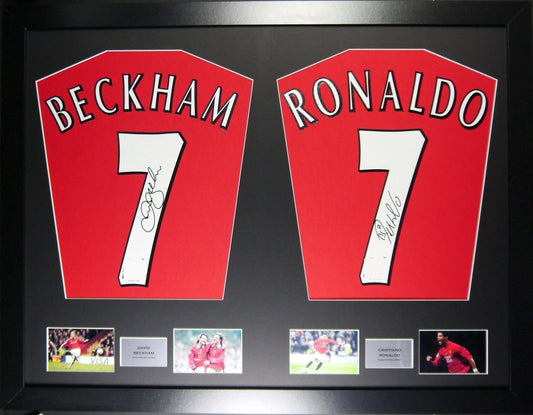 David Beckham and Cristiano Ronaldo United signed Shirt Frame