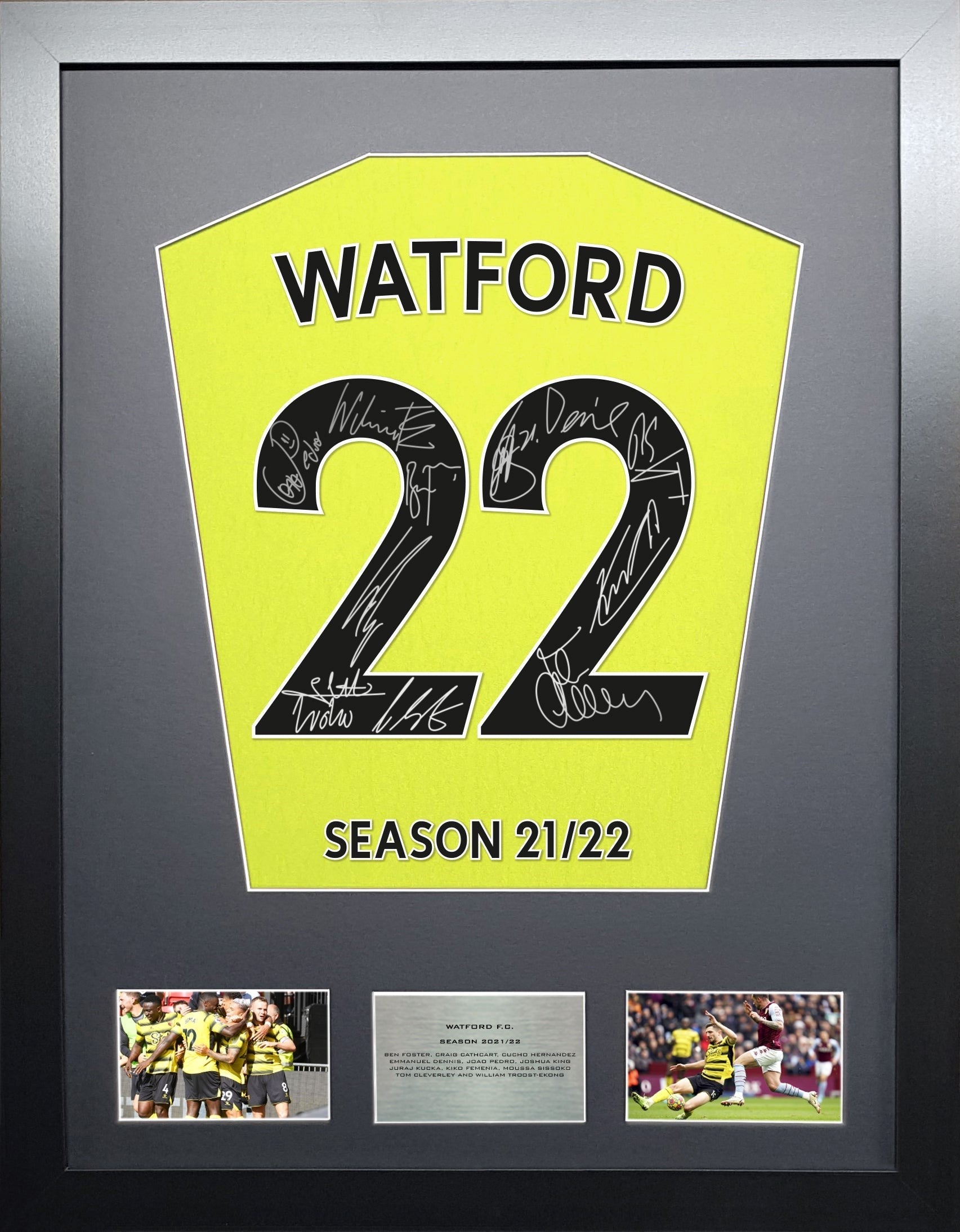 Watford 2022 Team signed Shirt Frame