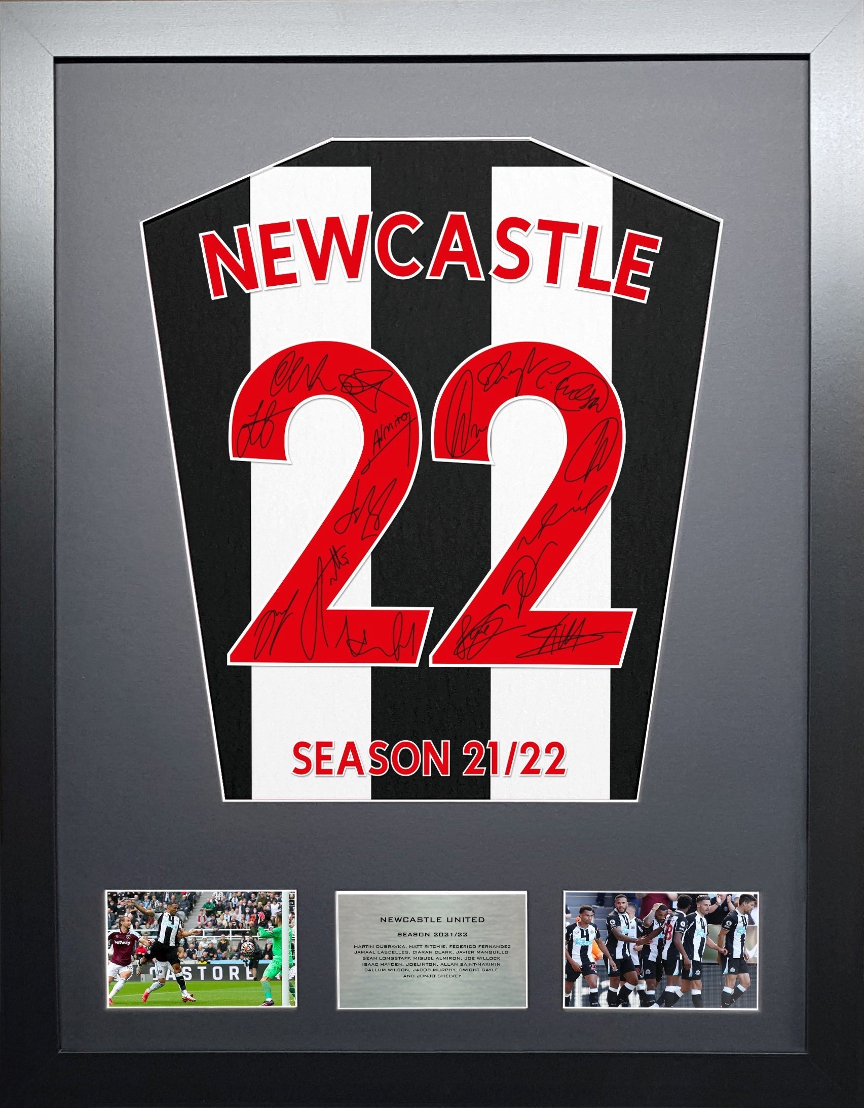 Newcastle United Team signed Shirt Frame
