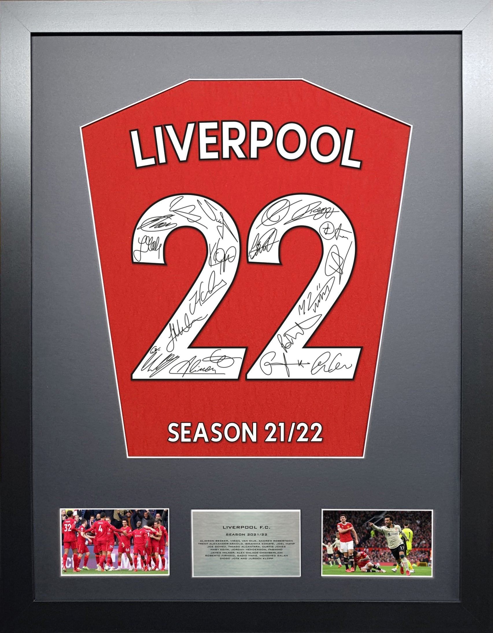 Liverpool Team signed Premier League 2021/2022 Frame