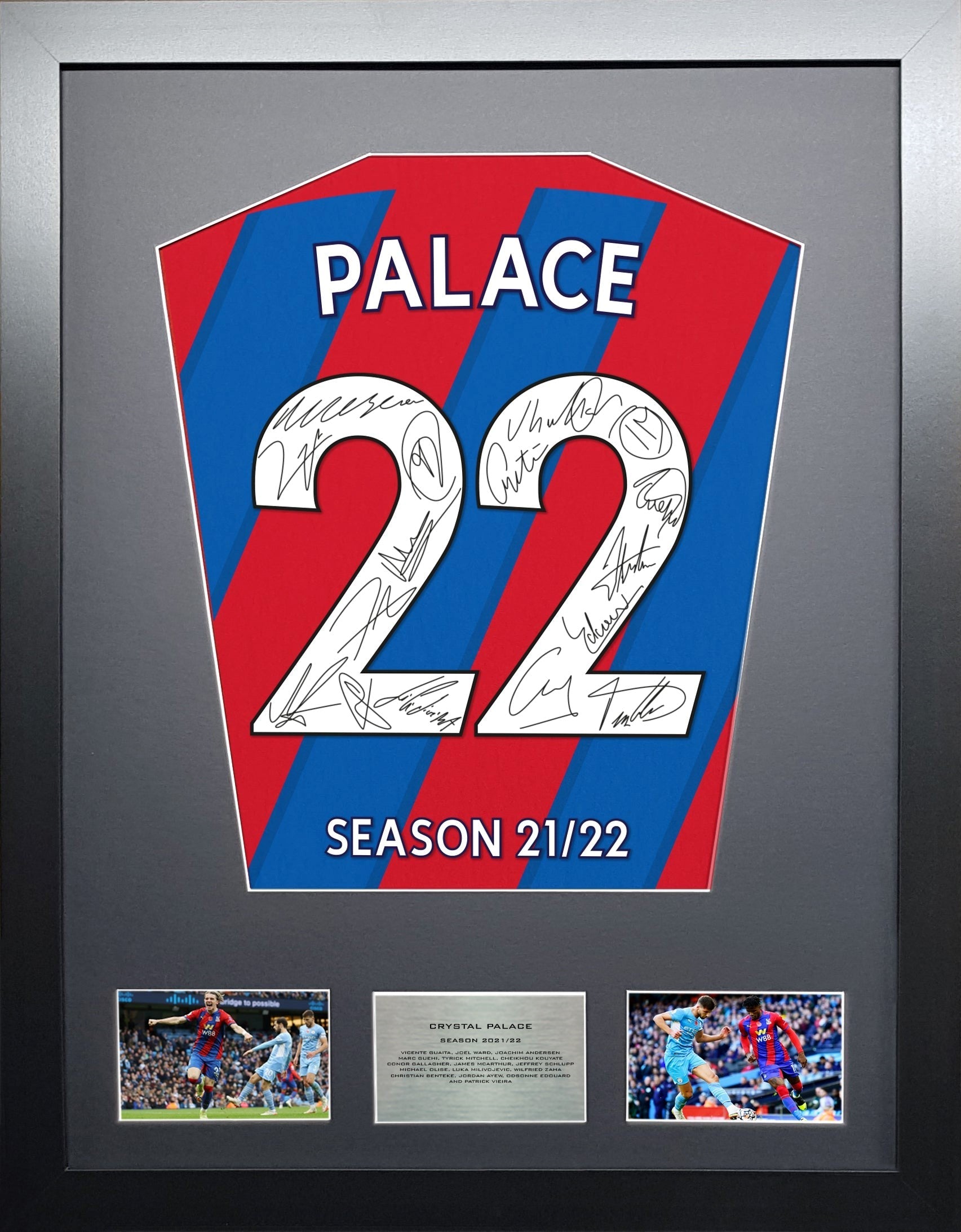 Crystal Palace Team signed Premier League 2021/2022 Frame