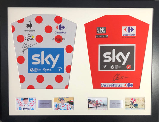 Chris Froome King of the mountains and La Vuelta 2017 double signed Shirt Frame