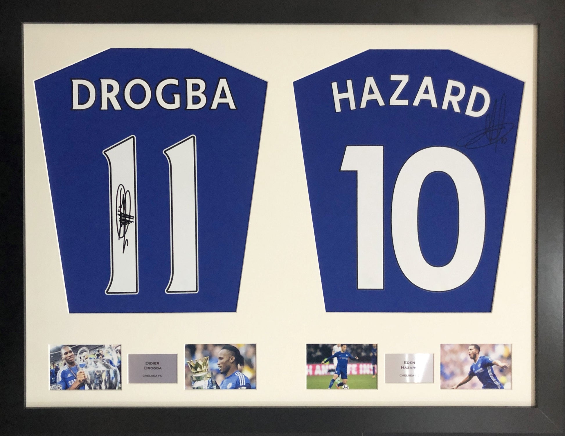 Drogba and Hazard Chelsea signed Shirt Frame