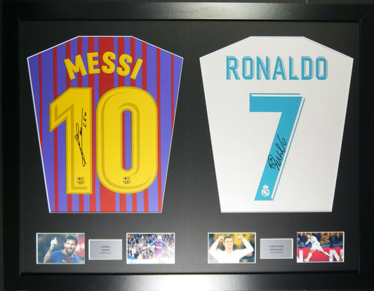 Lionel Messi and Cristiano Ronaldo signed Shirt Frame