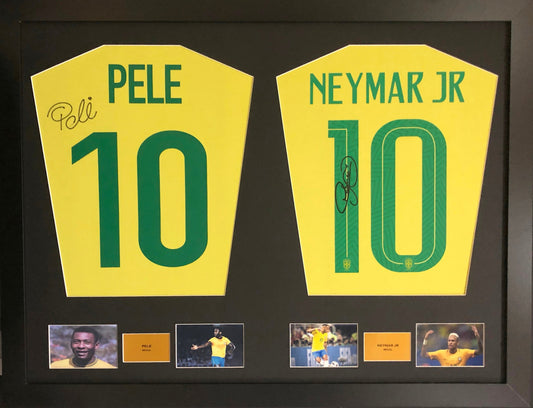Pele and Neymar Brazil signed Shirt Frame