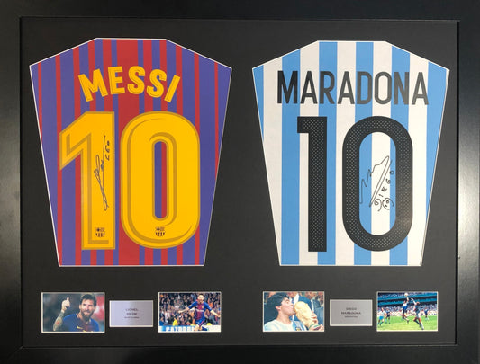Messi Barcelona and Maradona Argentina signed Shirt Frame