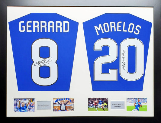 Gerrard and Morelos Rangers signed Shirt Frame