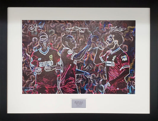 Salah, Firmino and Mane Artwork Display Limited Edition 1 of 25 Frame