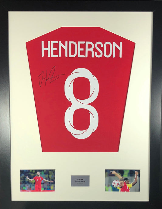 Jordan Henderson England World Cup signed Shirt Frame