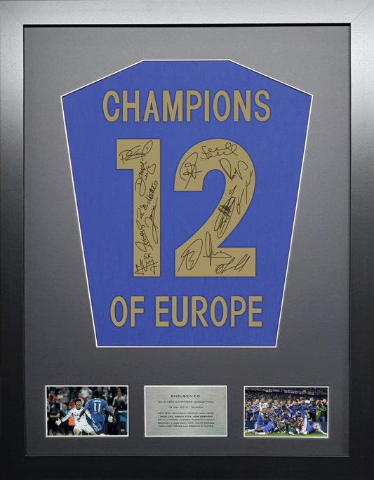 Chelsea Champions League Winners 12 Team signed Shirt Frame