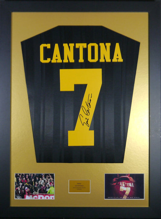 Eric Cantona signed Manchester United Kung Fu Kick Shirt Frame